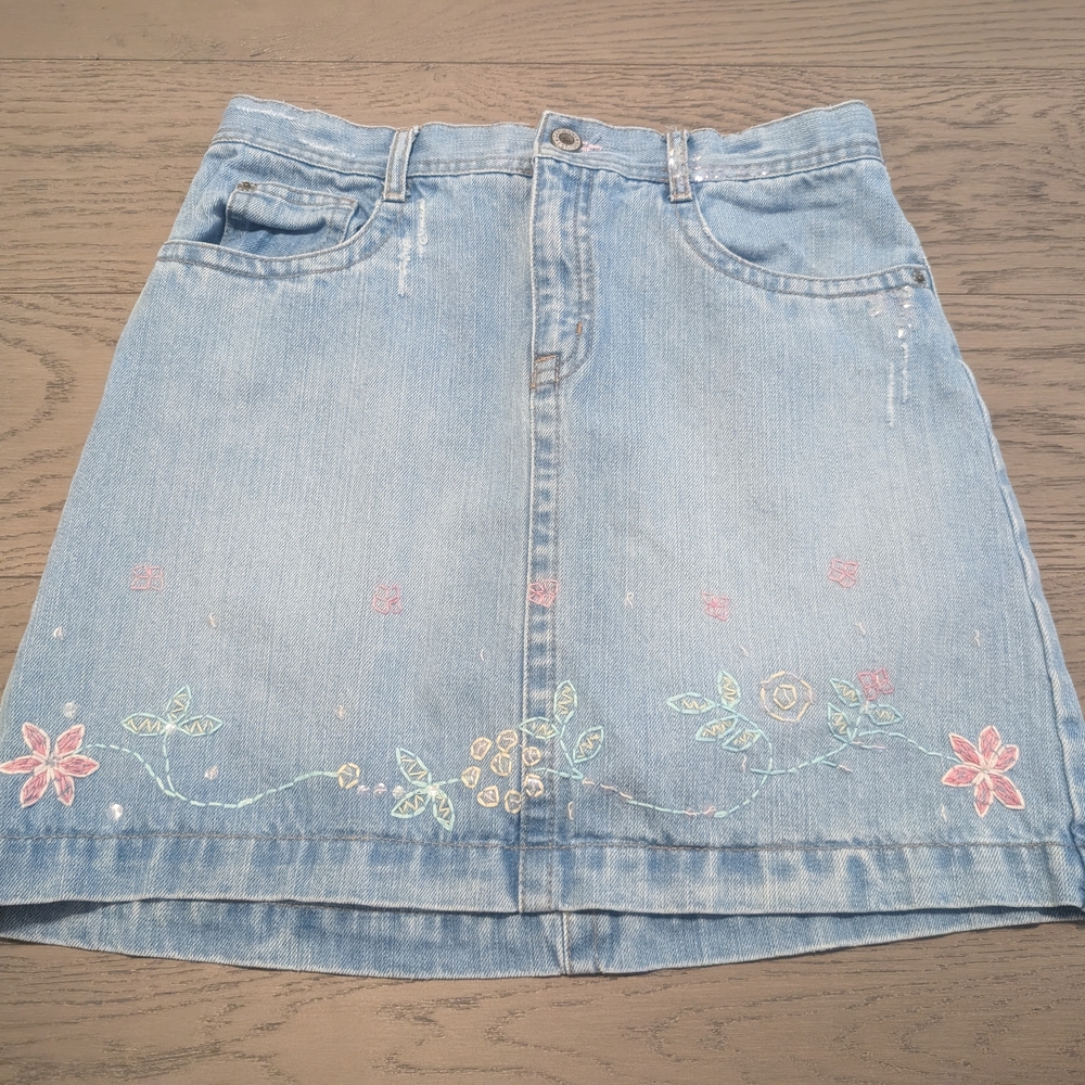 GAP Blue Embellished A-Line Mini Skirt